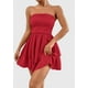 thumbnail image 4 of Vestido PRETTYGARDEN para mujer, verano 2025, sin tirantes, tubo, rojo, 4 of 7