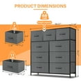 thumbnail image 7 of Simenmax 9 Storage Dresser for Bedroom, Wide Fabric Closet Chests Organizer Tower Furniture, Gray, 7 of 7