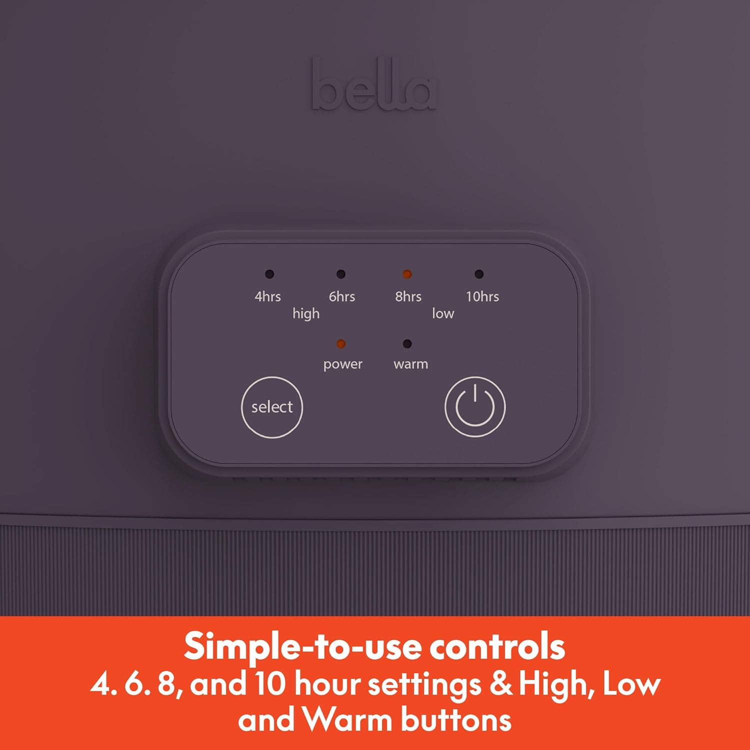 bella 6 Qt Digital Programmable Slow Cooker with Ceramic Nonstick Coating, Adjustable Temperature & Cooking Time, Dishwasher Safe Pot & Tempered Glass Lid, Plum