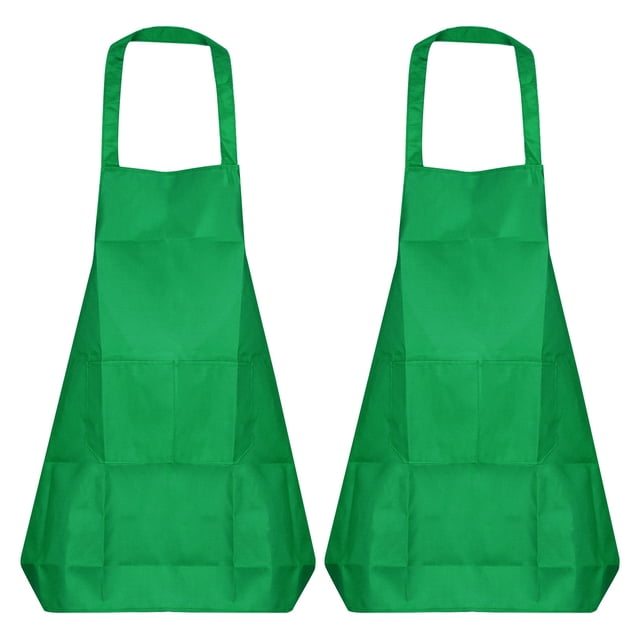 Unique Bargains 2pack Kitchen Cooking Aprons Polyester Art Aprons Pottery Apron Waterproof Artist Painting Apron Green