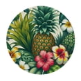 thumbnail image 4 of PIKWEEK Leaf Hawaiian Pineapples Tropical Palm Leaves Flowers Waterproof Resistant Fabric Round Tablecloth White, 4 of 8