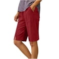 thumbnail image 2 of Hilenly Bermuda Shorts for Women Knee Length Split Cotton Shorts Casual Loose Summer Long Shorts with Pockets, 2 of 10