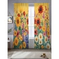 thumbnail image 2 of Colorful Sunflower Sheer Curtains 84 Inch Length 2 Panels Set, Farmhouse Botanical Floral Voile Window Treatment Rod Pocket Curtains Sheers Drapes for Bedroom/Living Room/Kitchen 52"x84"x2, 2 of 7