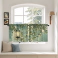 thumbnail image 2 of Spring Leaves Tier Curtains 24 Inch Length, Oil Light White Flowers Country Vintage Green Cafe Short Curtains for Bathroom Over Sink, Small Kitchen Curtain Light Filtering Drapes 2 Panels 27.5"Wx24"L, 2 of 8