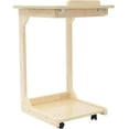 thumbnail image 5 of Modern C Shaped Table with Wheels, 2 Tier Small End Table Side Table for Couch Reading Desk with Storage Adjustable Desktop for Living Room Bedroom (Wood), 5 of 9