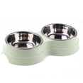 thumbnail image 2 of Double Cat Dog Bowl,Pets Water & Food Bowl Set for Small Medium Dogs Cats,Pet Supplies,Dog Double Bowl Puppy Food Feeder Stainless Steel Pet Drinking Dish,Cyan,9.84x5.31x1.97In, 2 of 7