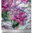 thumbnail image 1 of Soimoi Satin Silk Fabric Berries & Lily Flower Printed Fabric 1 Yard 42 Inch Wide, 1 of 1