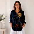 thumbnail image 5 of Nyfairy Plus Size Women's Halloween Print Long Sleeve Button Down Casual Shirt, 5 of 5