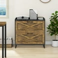 thumbnail image 5 of Vabches Lateral File Cabinet with Charging Station for Letter/Legal/A4 Size Hanging Files, Brown, 5 of 7