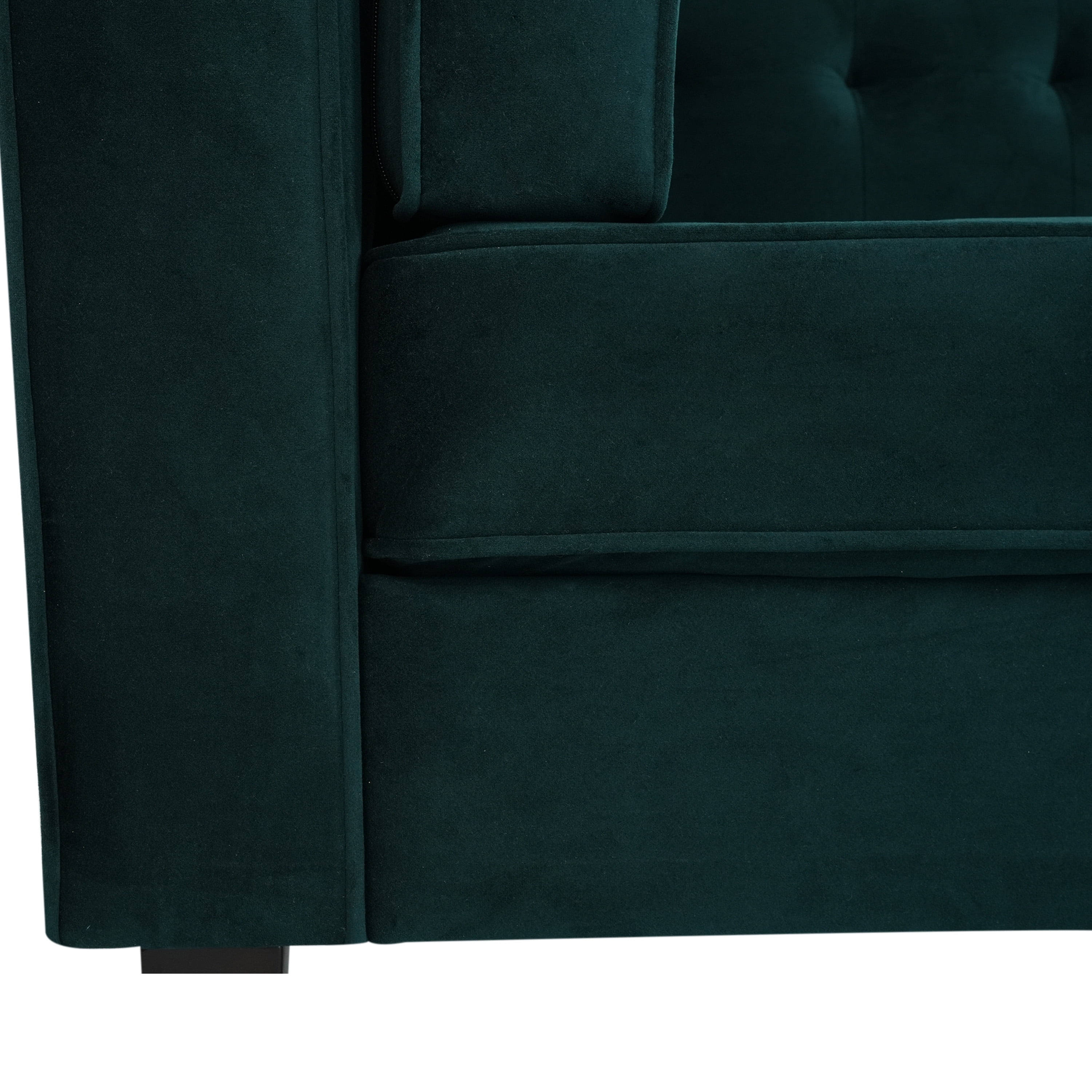 Miniyam Classic Sofa Solid Print Velvet Tufted Coach for Indoor, Green