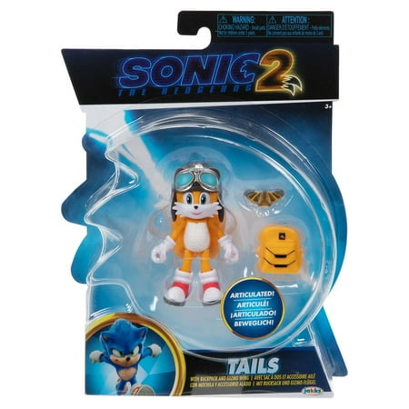 Sonic the Hedgehog 2 4 inch Articulated Tails Action Figure with Accessory inspired by the Sonic 2 Movie