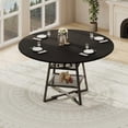 thumbnail image 1 of 47" Round Dining Table for 4-6, Farmhouse Kitchen Table with Metal Base and Storage Shelf, Wooden Dining Table Set for Small Space Kitchen, Dining Room, 1 of 8