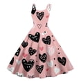 thumbnail image 2 of LWavelet 2026 Valentine's Party Fit & Flare Dress, Women's Spaghetti Strap Heart Print Y2K Vibe Sundress Light pink S, 2 of 4