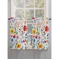 thumbnail image 3 of Kitchen Curtains 45 Inches length, Floral Window Treatment Curtain Drapes, Red Yellow Pink Blue Flower Purple Lavender Leaf Lightweight Window Panels for Living Room Bedroom, 52"x45", 2 Panels, 3 of 7