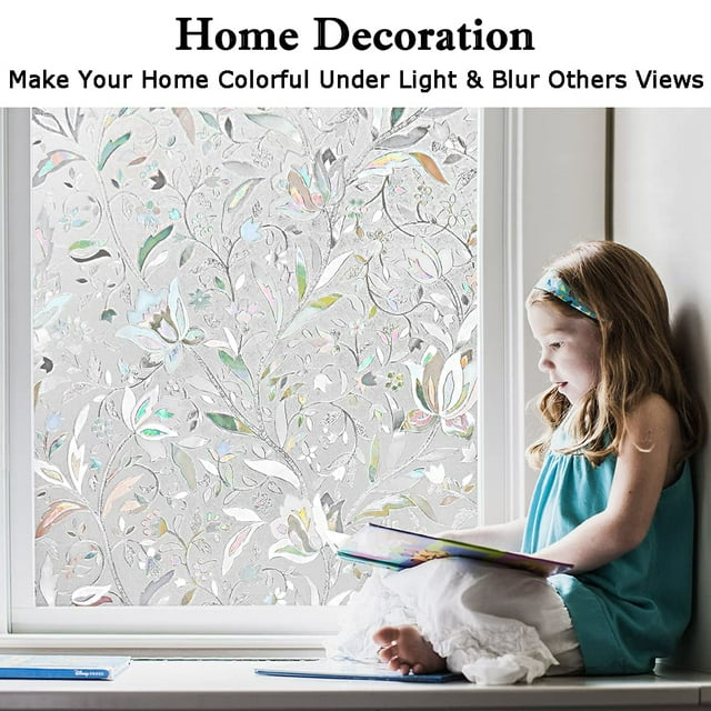 Película de privacidad para ventanas, revestimiento de vidrio de vinilo, película decorativa teñida esmerilada, adhesivos estáticos para ventanas, sin adhesivo, sin pegamento