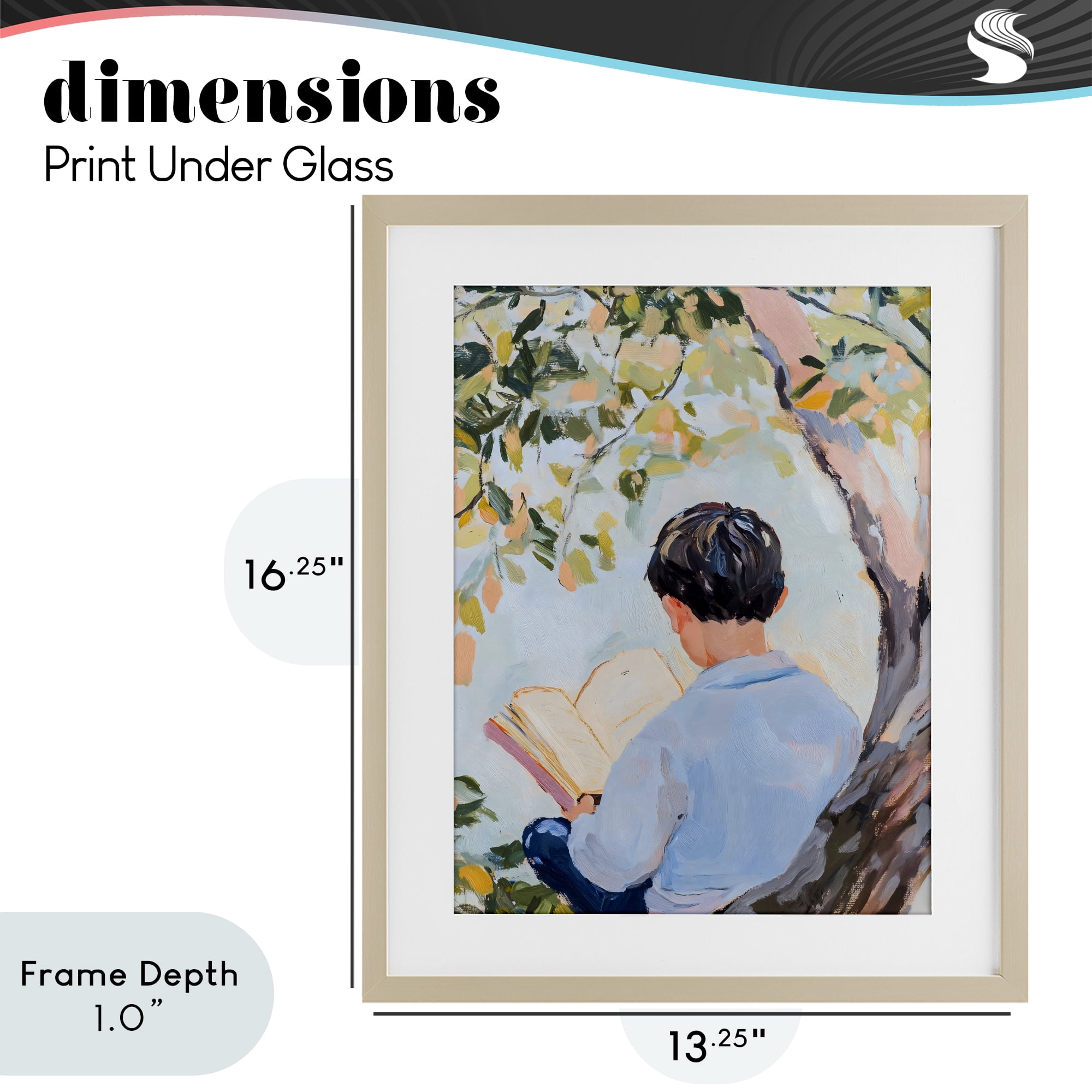 Stupell Industries Boy Reading in Nature Birch Framed Print Under Glass, design by The Prints Vibe