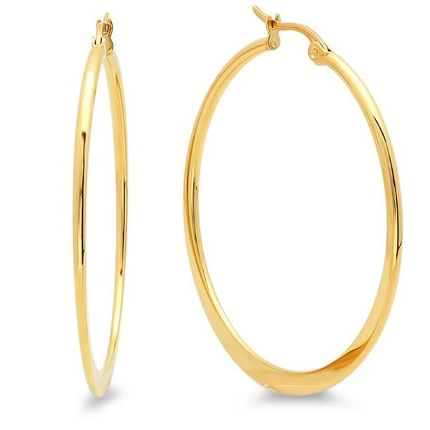 Jewelry 18K Gold Plated 40 Mm Hoop Earrings