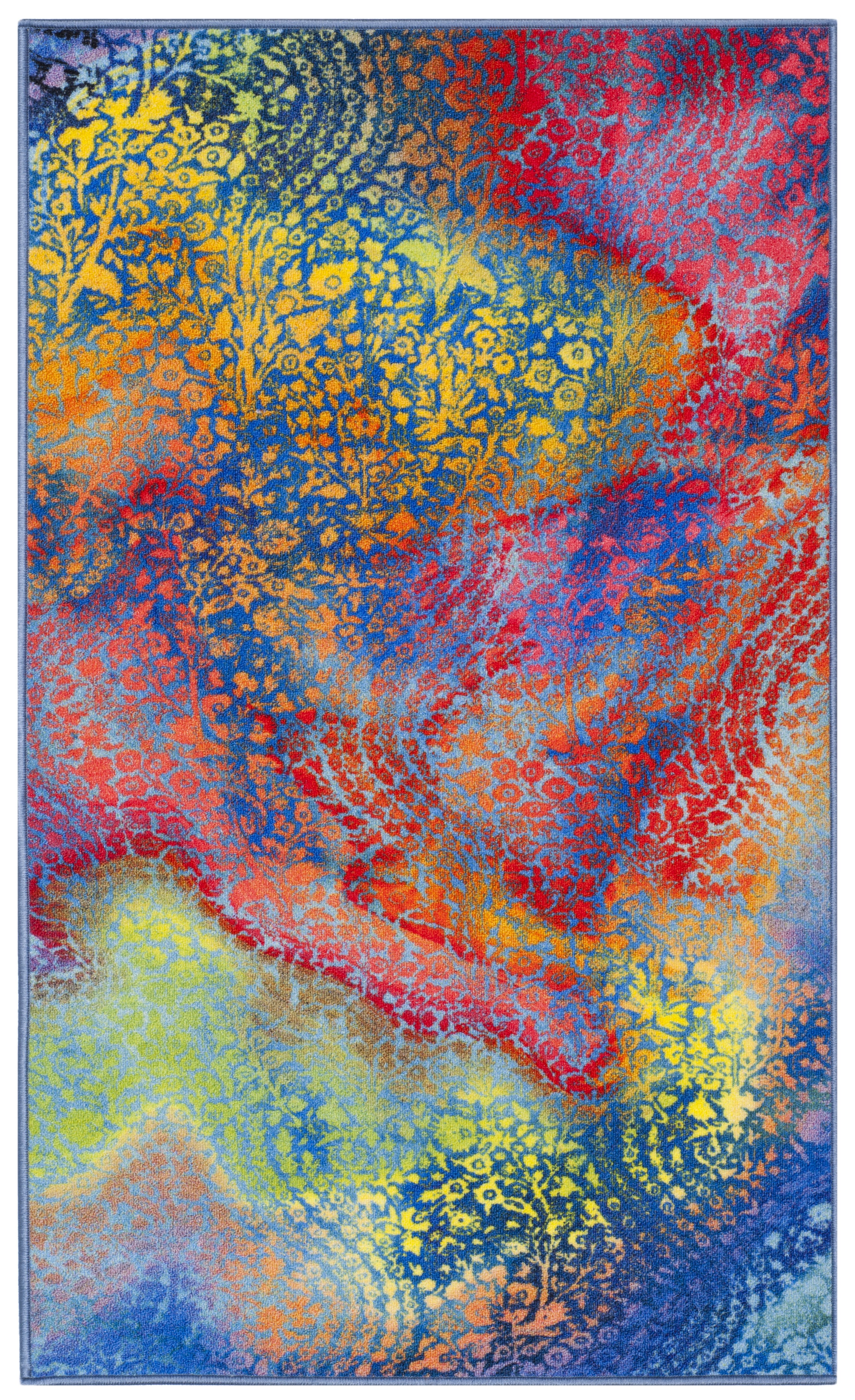 SAFAVIEH Painted Brush Lilly Novelty Area Rug, Blue/Coral, 3' x 5'
