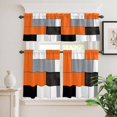 thumbnail image 6 of Orange Gray Curtain Valances Set Abstract Color Block Geometric Modern Kitchen Curtains 36&nbsp;inch Length Rod Pocket Valance and Tiers 3 Piece Set Small Bedroom Bathroom Laundry Decor, 6 of 9