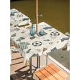 thumbnail image 2 of Outdoor Tablecloth with Umbrella Hole for Patio/Picnic/Party/Camping, Beige Cartoon Sports Waterproof Table Cloth Square Cover Washable, Funny Football Trophies Whistle (60"x 60"), 2 of 9