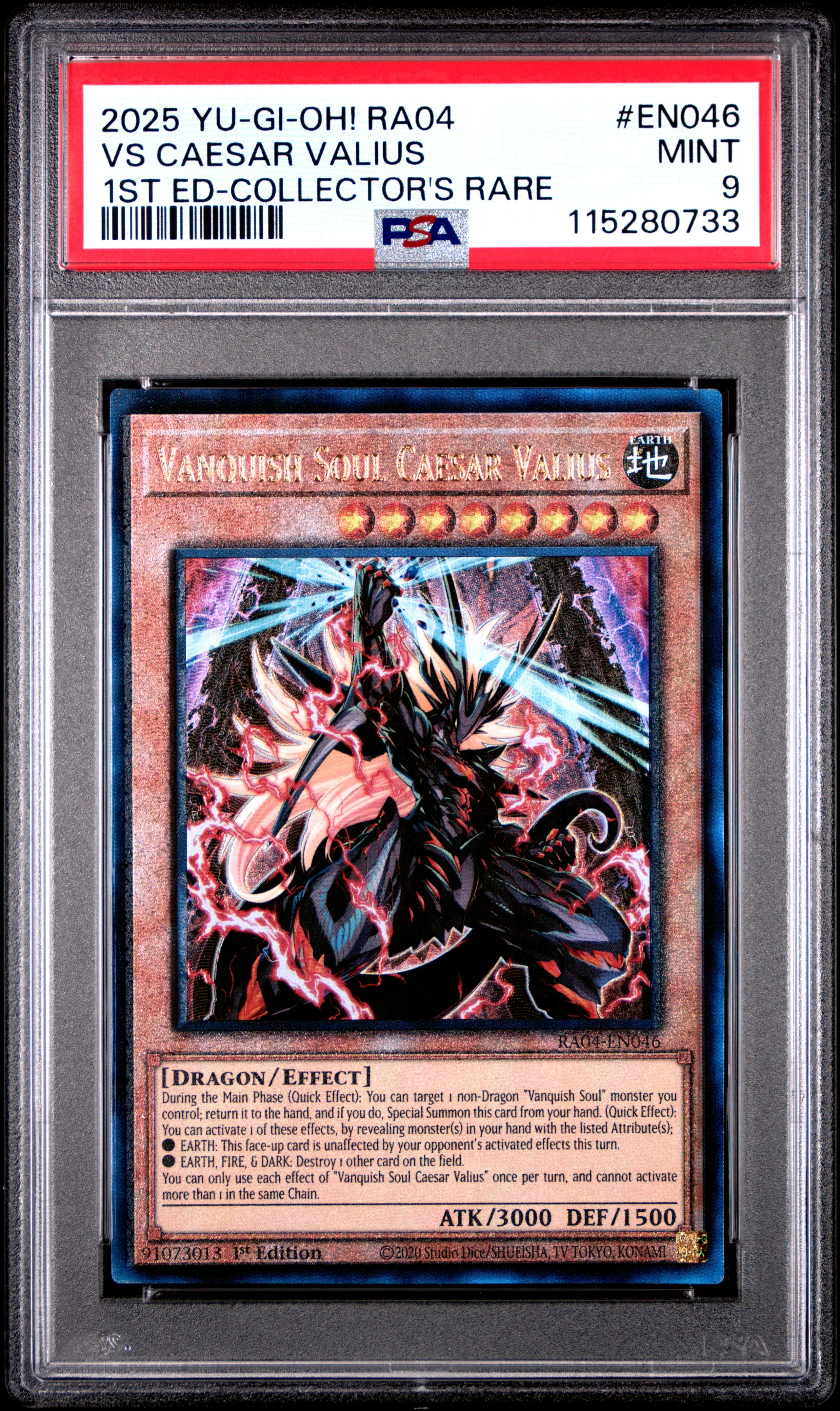 Yu Gi Oh! TCG, PSA Graded 9 MINT, Vs Caesar Valius 1St Ed Collector'S Rare #EN046, Ra04 Quarter Century Stampede, Fully Encapsulated Bundle with Compatible Yu Gi Oh! Hard Sealed Case