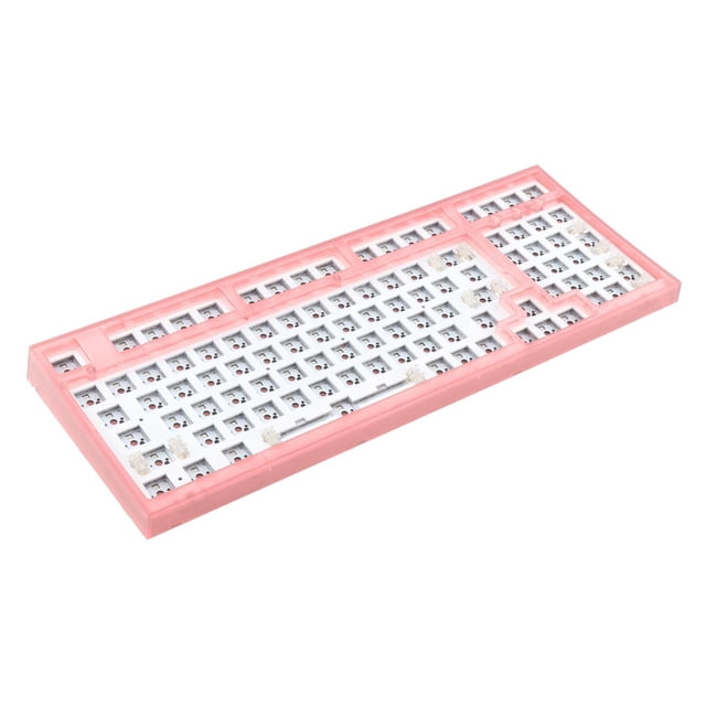 Kit de teclado mecánico de 98 teclas intercambiables en caliente con luz RGB Rosa Transparente