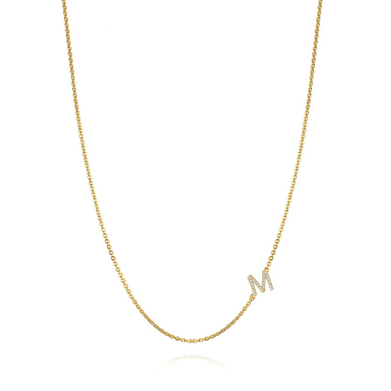 TINGN Sideways Initial Necklace for Women 14k Gold Plated Dainty