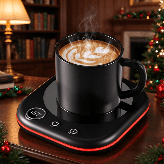 Mug Warmer,40W Coffee Mug Warmer for Desk with Temperature Display, 4H Auto Shut Off, 3 Temp Settings & 1-12H Timer, Smart Electric Beverage Warmer for Coffee, Tea, Water, Milk and Coco(Black)