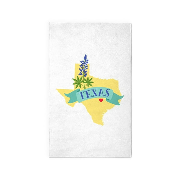 CafePress - Texas State Outline Bluebonnet Flower Area Rug - 3'x5' Decorative Area Rug, Fabric Throw Rug