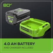 Greenworks 80V 18 Brushless Cordless Chainsaw (Great For Tree Felling, Limbing, Pruning, and Firewood), 75+ Compatible Tools, 4.0Ah Battery and Charger Included