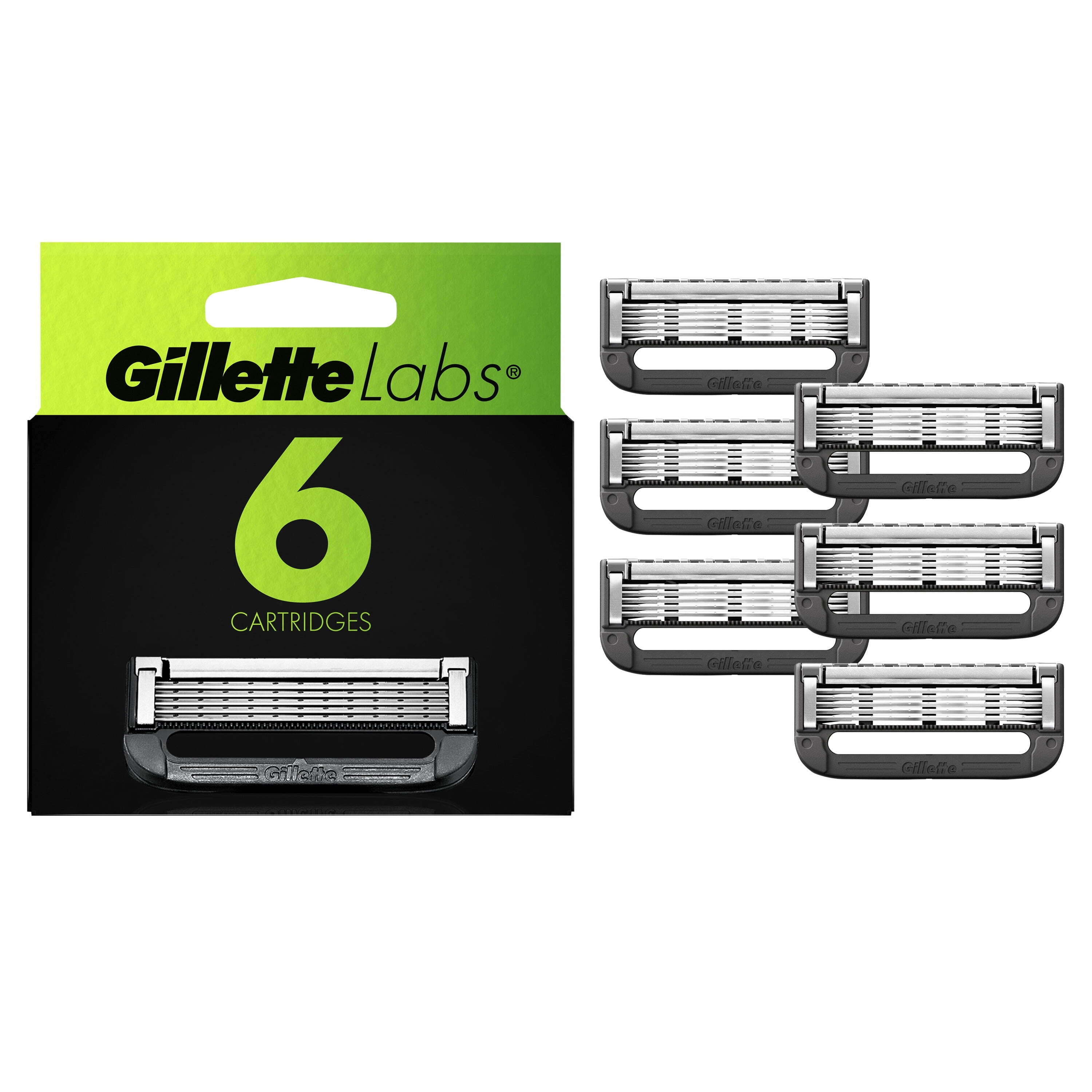Gillette Labs Salute to Service 5-Blade Manual Razor Bundle with 12 Blade Cartridge Refills, Green Camo (Walmart Exclusive)