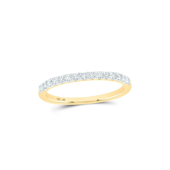 14kt Yellow Gold Womens Round Diamond Wedding Single Row Band 1/6 Cttw