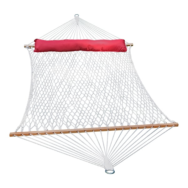 Algoma Netted Hammock With Attached Pillow - 156" x 60" - White and Beige