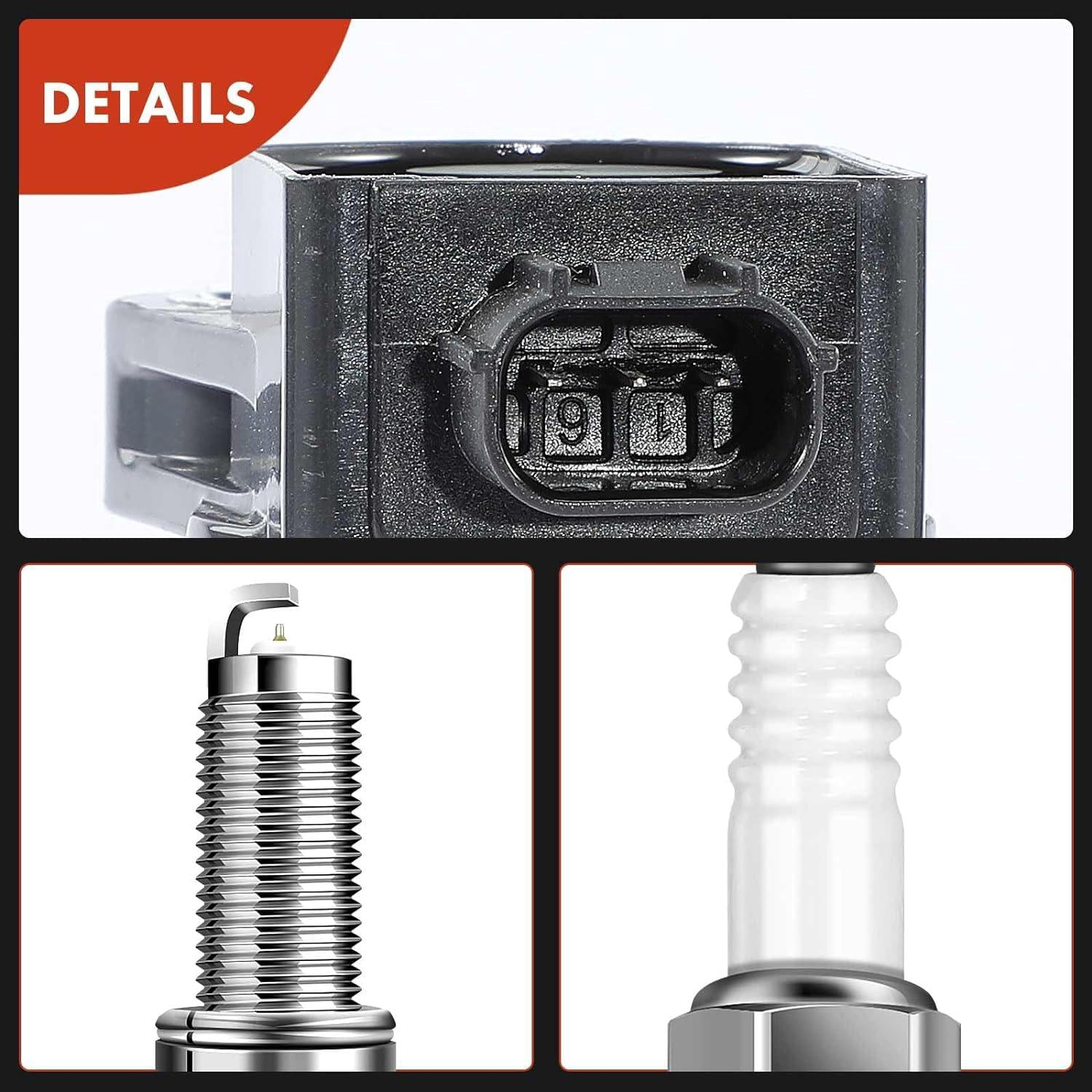 A-Premium Set of 4 Ignition Coil Pack and Iridium Spark Plugs Compatible with Honda CR-V 2010-2014 Civic 2012-2015 Accord 2008-2012 Crosstour 2008-2012 & Acura ILX 2013-2015 2.4L Replace# NGK97390