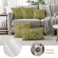 thumbnail image 3 of Green Tropical Leaves Outdoor Pillow Covers, Waterproof Decorative Throw Pillowcases Set of 2, Summer Palm Botanical Pink Couch Cushion Cases with Zipper for Outside Patio Garden Sofa 20"x12", 3 of 9