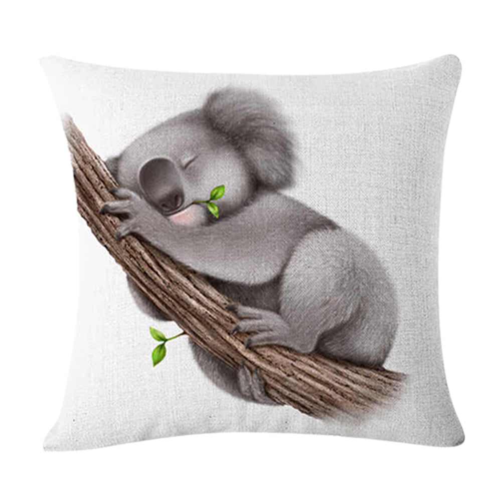 18" Fashion Koala Cotton Linen Sofa Pillow Case Throw Cushion Cover Home Decor 