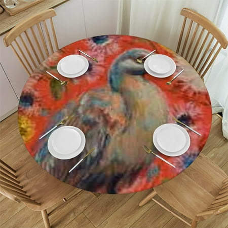 

SHERONV Bird Flowers Round Tablecloth Stain-Resistant Washable for Indoor Outdoor Restaurants Weddings Parties 100% Polyester Full Width Single-Sided Printing Table Cloth Home 46 -50