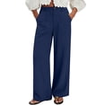 thumbnail image 3 of Dwellite Women's Wide Leg Cotton Linen Pants High Waist Straight Leg Dress Pants 2026 Casual Business Trousers with Pockets Navy XL, 3 of 7