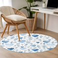 thumbnail image 4 of Round Area Rugs Collection 3 Ft, Valentine's Day Blue Non-Slip Residential Carpet, Spring Love Leaves Botanical Indoor Crawling Mats Doormat Runner Rugs Play Mat for Bedroom, 4 of 8