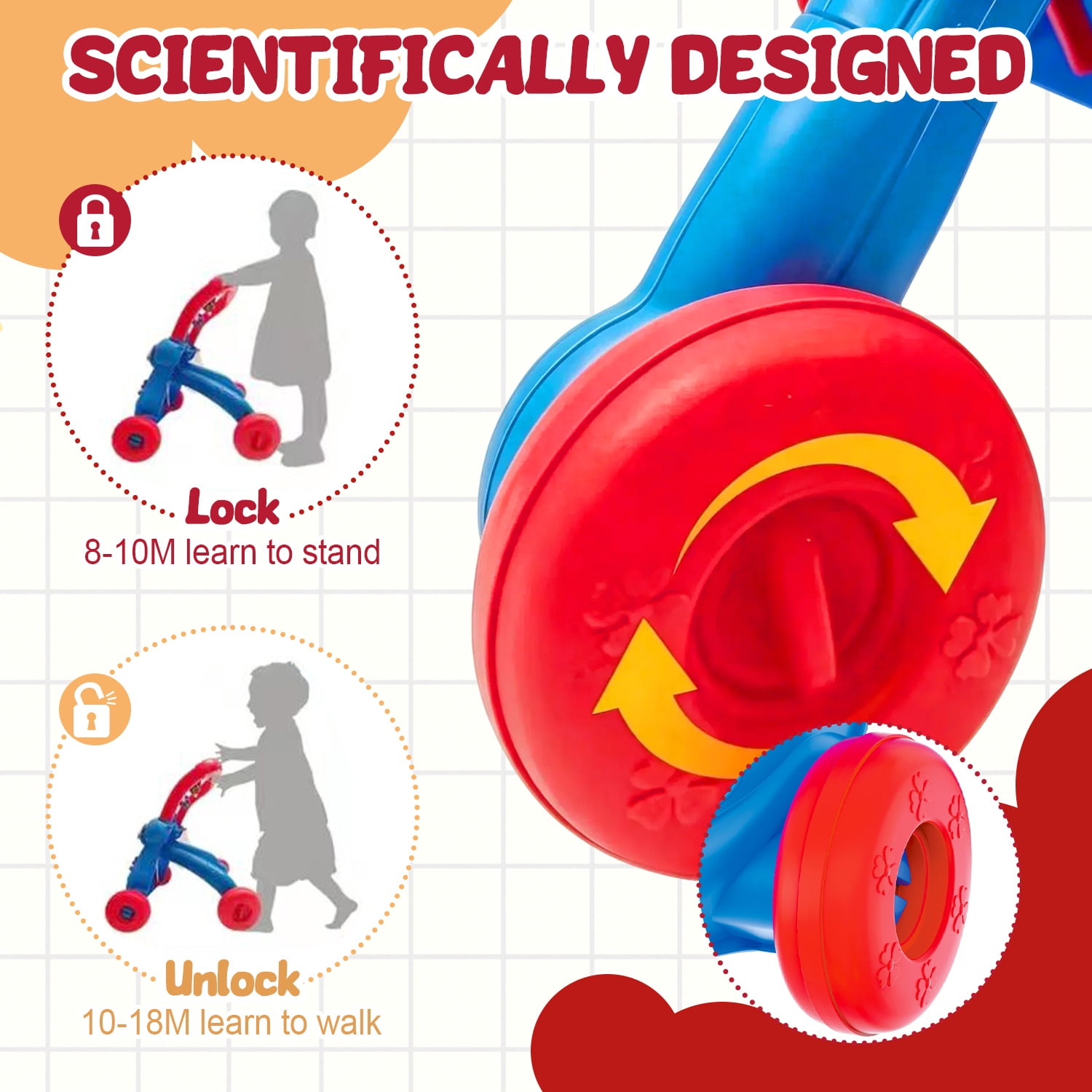 Aijohnny Baby Walker Toys,Push Walker for Boys & Girls Learning,Early Educational Toys for Kids,Birthday Gifts for Toddler 6-18 Months