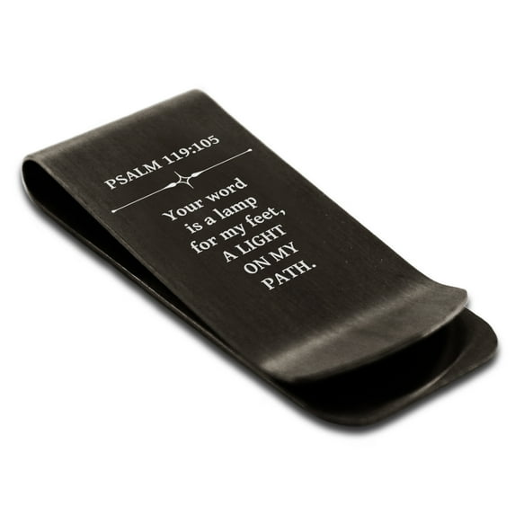 Stainless Steel A Light on My Path Psalm 119:105 Money Clip Credit Card Holder