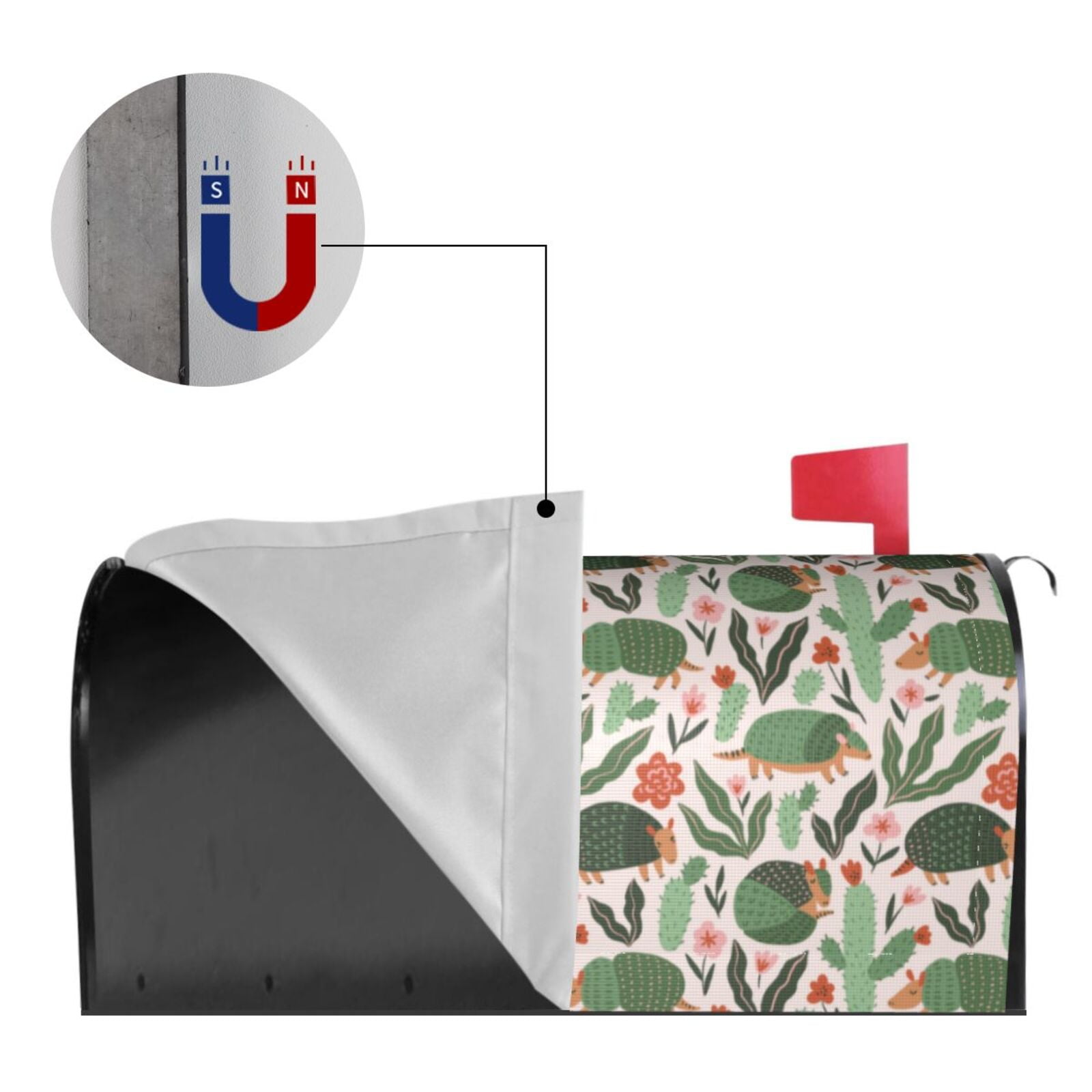 Logiee Armadillo Print Post Letter Box Wrap Decor, Mailbox Cover Suitable for Standard Mailbox and Large Size Mailbox,Outdoor Yard Decoration-21x18 in
