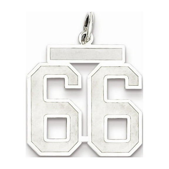 White Sterling Silver Charm Pendant 66 22 mm 18 Rhodium-Plated Medium Satin Number