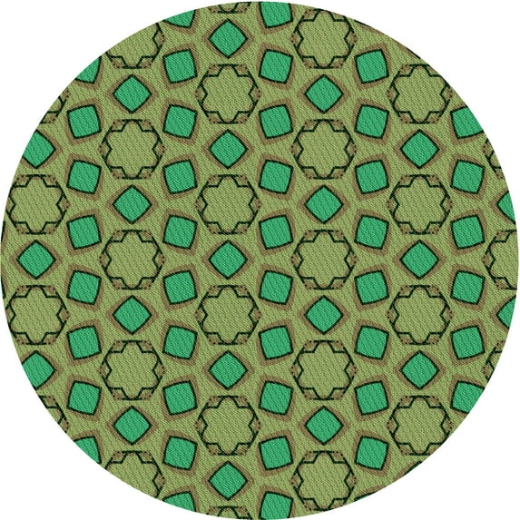 Ahgly Company Indoor Round Patterned Green Snake Green Area Rugs, 8' Round