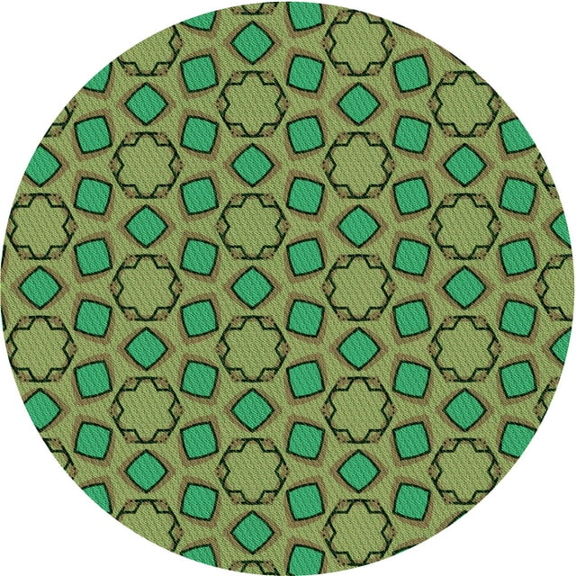 Ahgly Company Tapis d'Intérieur Lavable en Machine Carré Vert Transitionnel, 3 Pieds Carré