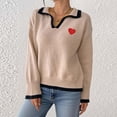 thumbnail image 6 of NTACZA Yellow Sweater Tops for Women Valentines V Neck Heart Print Sweater Lapel Heart Print Polos Women's Jumpers S, 6 of 7