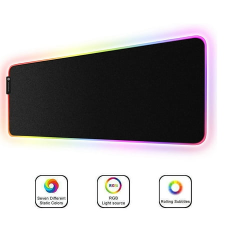 LED Lighting RGB Large Gaming Mouse Pad, Oversized Glowing Led Extended Mousepad，Non-Slip Rubber Base Computer Keyboard Pad Mat, (Best Rgb Mouse Pad)