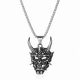 thumbnail image 2 of Halloween Decorations,Halloween Decorations Outdoor ,Ghost Mask Necklace,Gothic Mask Necklace for Men ,Mens Gothic Punk Pendant, Stainless Steel Silver Evil Demon Horn Jewelry Necklaces, 2 of 6