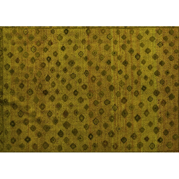 Ahgly Company Machine Washable Indoor Rectangle Abstract Yellow Modern Area Rugs, 3' x 5'