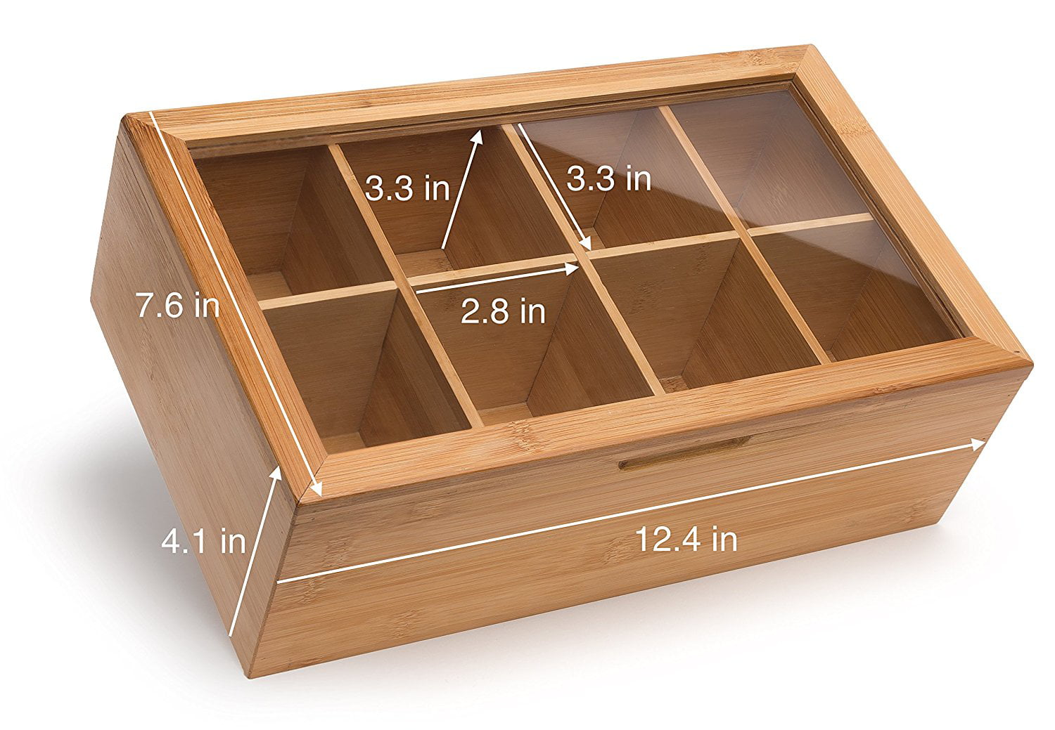 Creamers Tea Sugar Packets Bamboo Tea Box Organizer with Drawer Natural Wood Tea Bag Holder Chest with 8 Storage Compartments for Coffee Sweeteners Drink Pods Packets